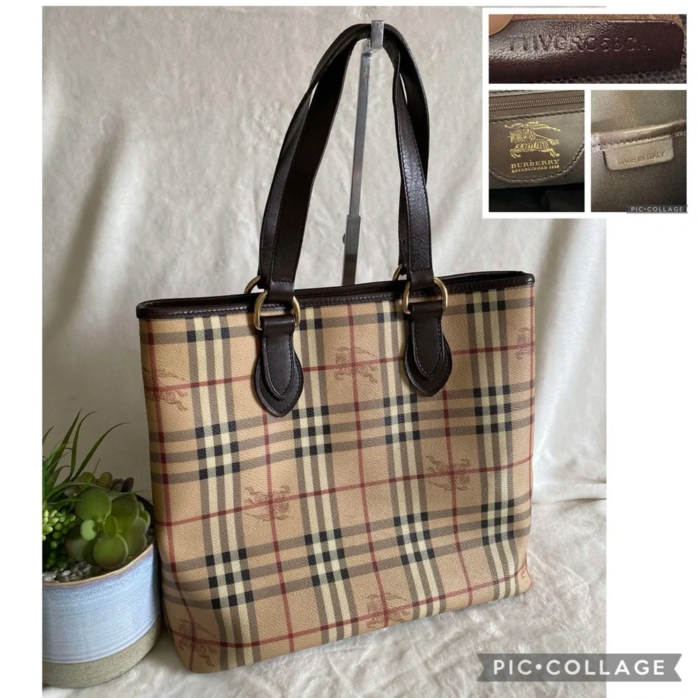 Great Condition Burberry Haymarket Check Coated Tote